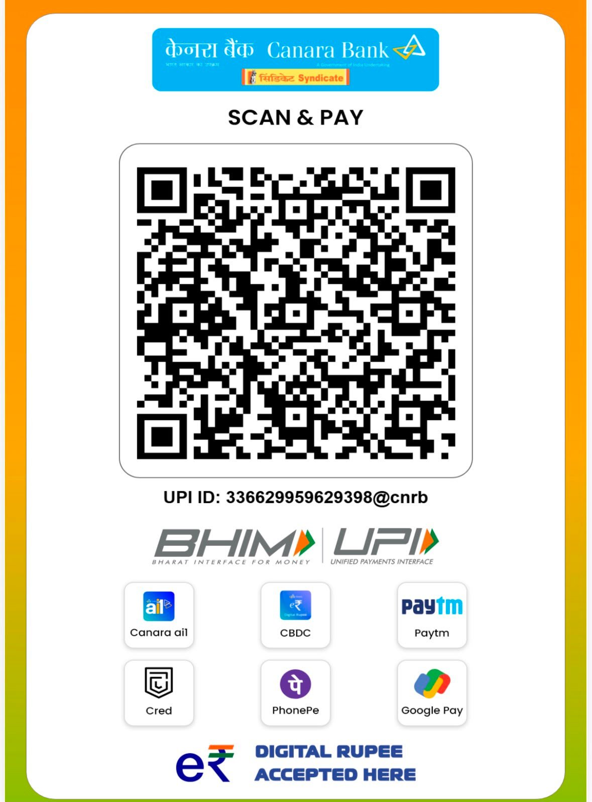 ಪತ್ರಕರ್ತರ ಕಲ್ಯಾಣ, ಶಿಕ್ಷಣ, ತುರ್ತು ನೆರವು ಹಾಗೂ ಸಾಮಾಜಿಕ ಸೇವಾ ಕಾರ್ಯಗಳಿಗೆ ನಿಮ್ಮ ಅಮೂಲ್ಯ ದೇಣಿಗೆಯನ್ನು ನೀಡಲು ಮೇಲಿನ QR ಕೋಡ್ ಅನ್ನು ಸ್ಕ್ಯಾನ್ ಮಾಡಿ.